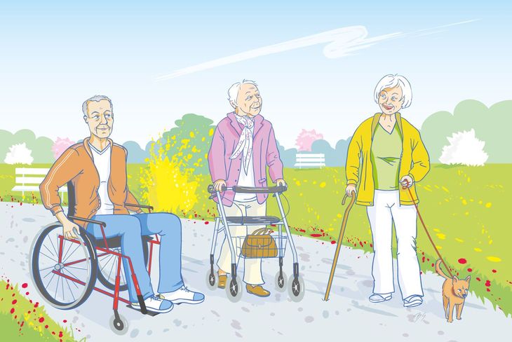 Bewegung, Fitness, gesundheit, Laufen, Beweglickeit, Behinderung, körperliche Einschränkung, Deutscher Behindertenbund, BZgA, Gesundheit, Senioren, Gruppe 