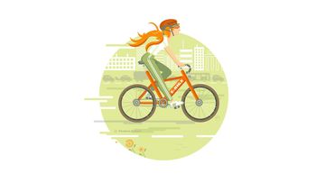 Frau, Sport, Fahrrad, e-bike, City, Stadt , grün, Umwelt, Verkehrswende, Energiewende, Mobilität, Ecology, jung, dynamisch, rote Haare, Style, Mode
