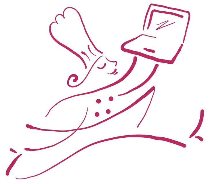 Kochen, Medien, Laptop, Service, Gourmet, Feinkost, lineare Zeichnung, schwungvoll, Strichzeichnung