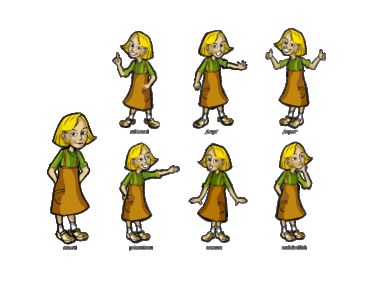 Mädchen, blond, lieb, Charakterdesign, Figur, Posen Animation, online-Spiel, Gefühle