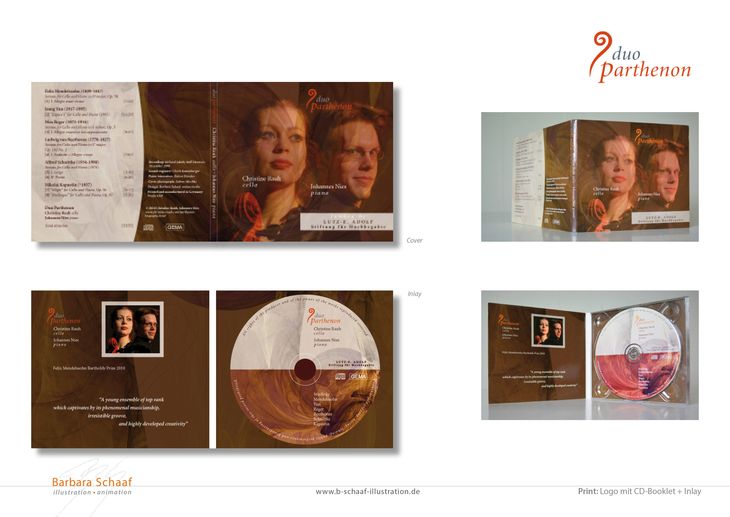 CD-Cover, Booklet, Inlay, Musik, Klassik, Musikerduo, Cello, Logo