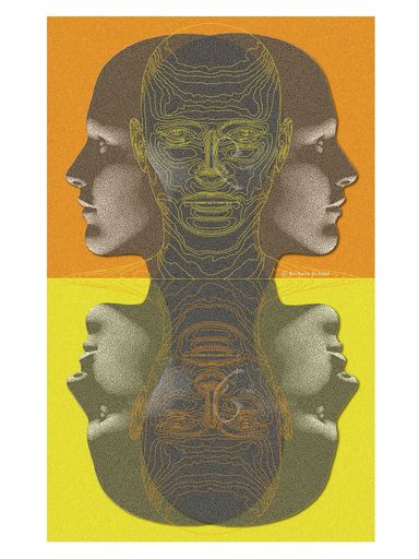 Köpfe, Psychologie, Rohrschachtest, Psyche, Spiritulität, gefühle, Profil, Symbolismus, grafisch, Illustration, Traum, gesicht, Sphäre, Esoterik