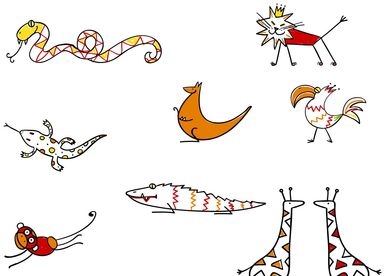 Strichzeichnung, Illustration, Espressotassen, dekore, Porzelan, Papeterie, Geschenkpapier, Känguruh, Affe, Echse, Krokodiel, Giraffe, Schlange, Tiere