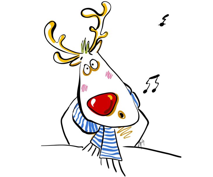 Rentier, Schnee, Weihnachten, e-card, Animation, bank, Schneeball, Schal, rote Nase