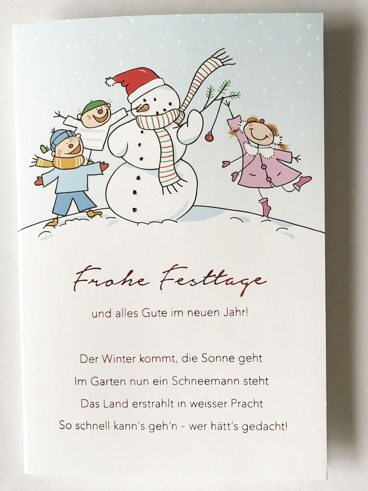 Weihnachtskarte, Papeterie, Kinder, Junge, Mädchen, Winter, Schneemann, Illustration