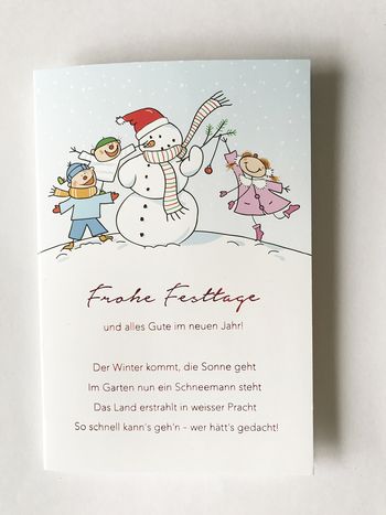 Weihnachtskarte, Papeterie, Kinder, Junge, Mädchen, Winter, Schneemann, Illustration