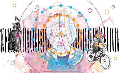 Chemie, Naturwissenschaft, Radium, Marie Curie, Portrait, Bleistiftzeichnung, illustration, Aquarell, Collage