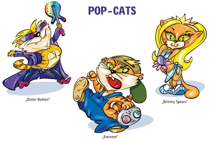 Popstars, Musikbranche, Dieter Bohlen, Eminem, Britney Spears, Katzen, Figuren, Kinderüberraschung, Ferrero GmbH, Eminem, berühmt, Stars, Schokolade, Kinder