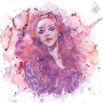 Illustration, Frau, Lila, Aquararell, Beauty, Mode, Schönheit, Woman, Aquarell