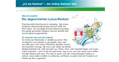 online-Test, Rente, Altersvorsorge, Versicherung, Charakterdesign, Figuren, Illustration